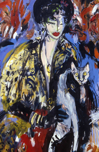 113 Frau Mit Katze 130x100