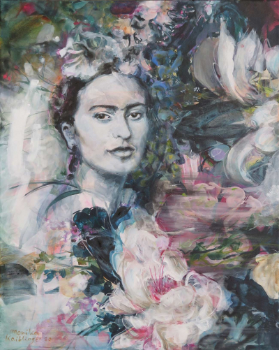 705 Frida Mit Blumen 100x80 2020